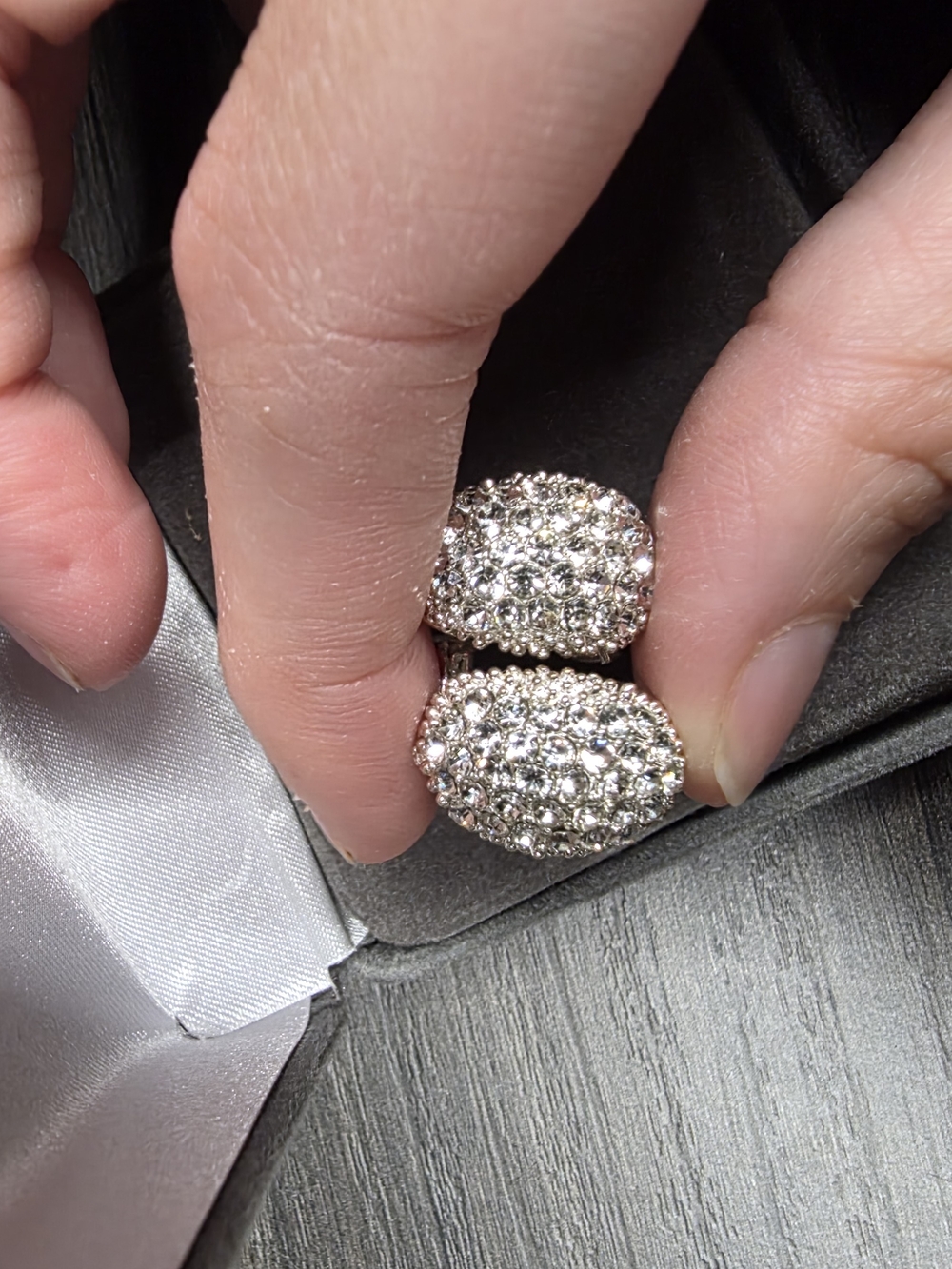 Pavé Dome Hoop Earrings in Shiny Silver